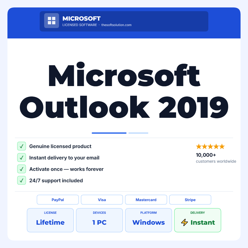 Buy Microsoft Outlook 2019 – Windows – Genuine License | The Soft Solution