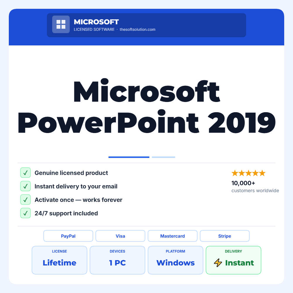 Buy Microsoft PowerPoint 2019 Windows – Genuine License Key – TheSoftSolution