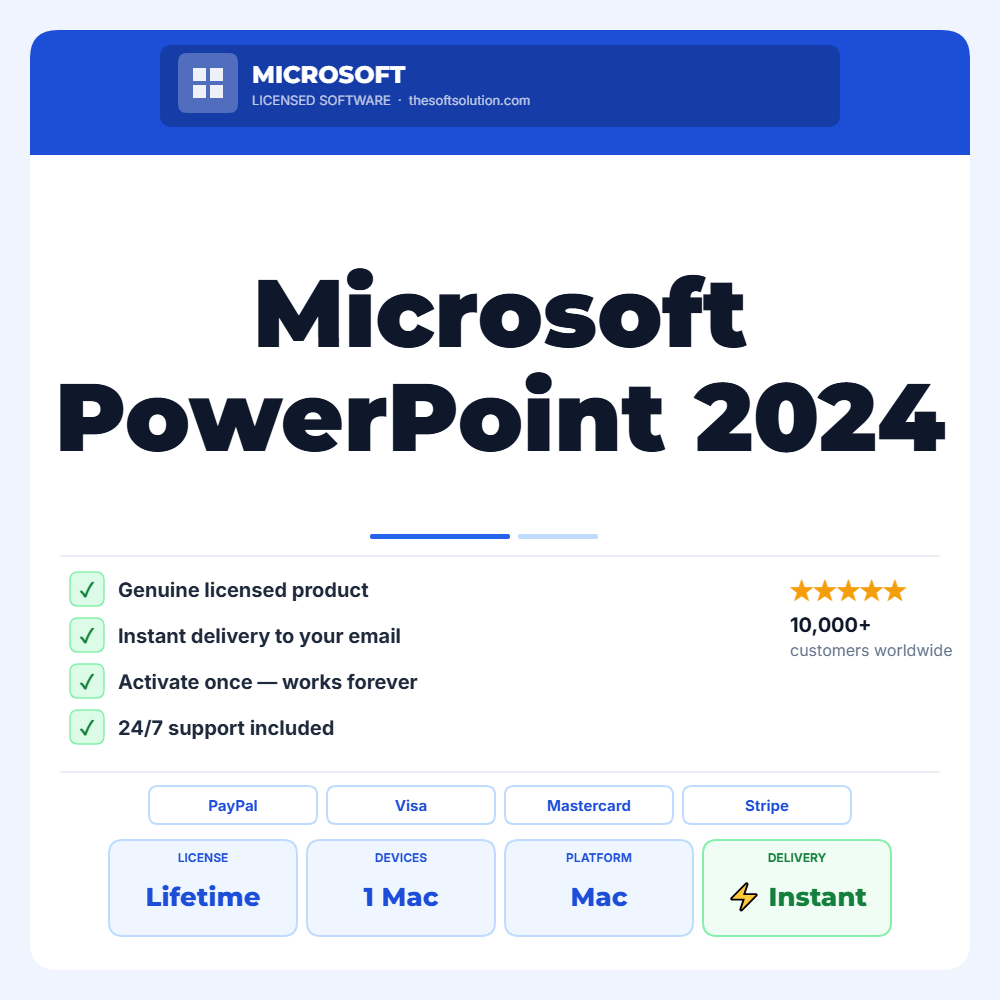 Buy Microsoft PowerPoint 2024 – Mac – Genuine License | The Soft Solution