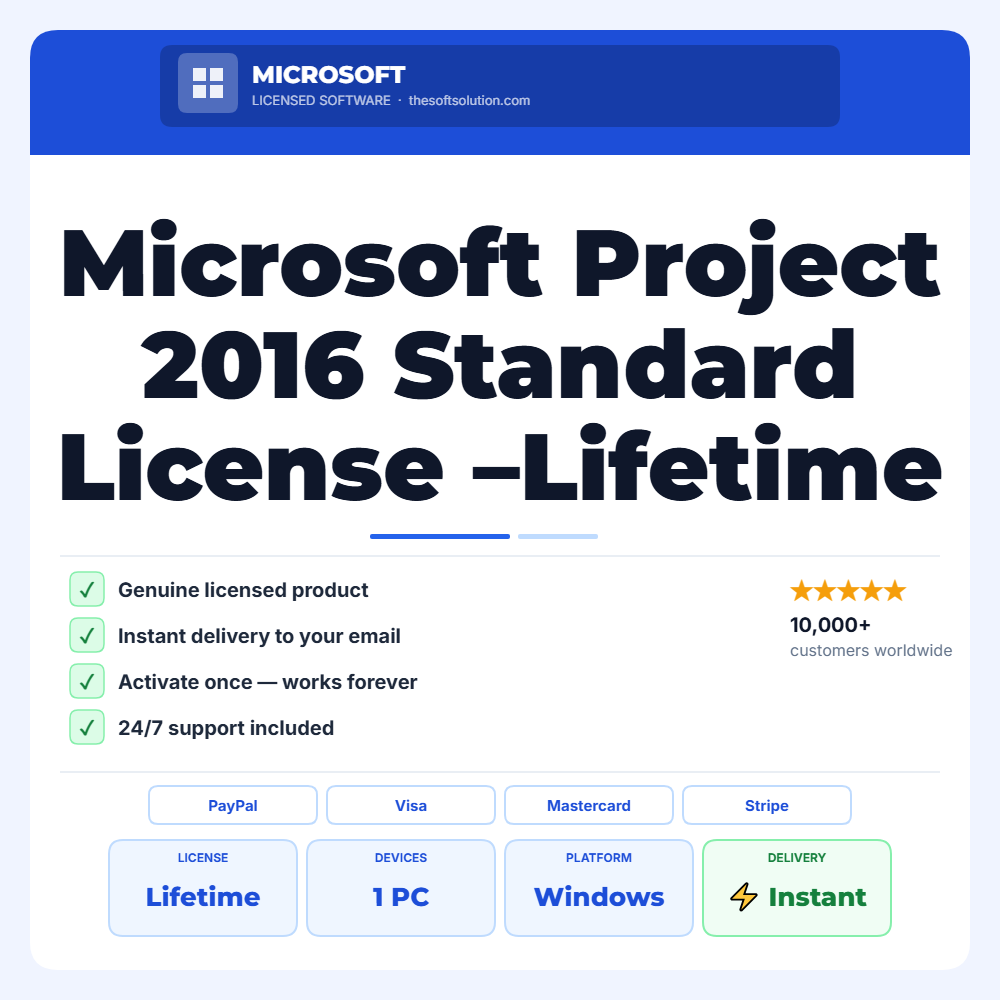 Buy Microsoft Project 2016 Standard License –Lifetime Activation – Genuine License | The Soft Solution