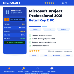 Buy Microsoft Project Professional 2021 Retail Key 2 PC – Genuine License | The Soft Solution