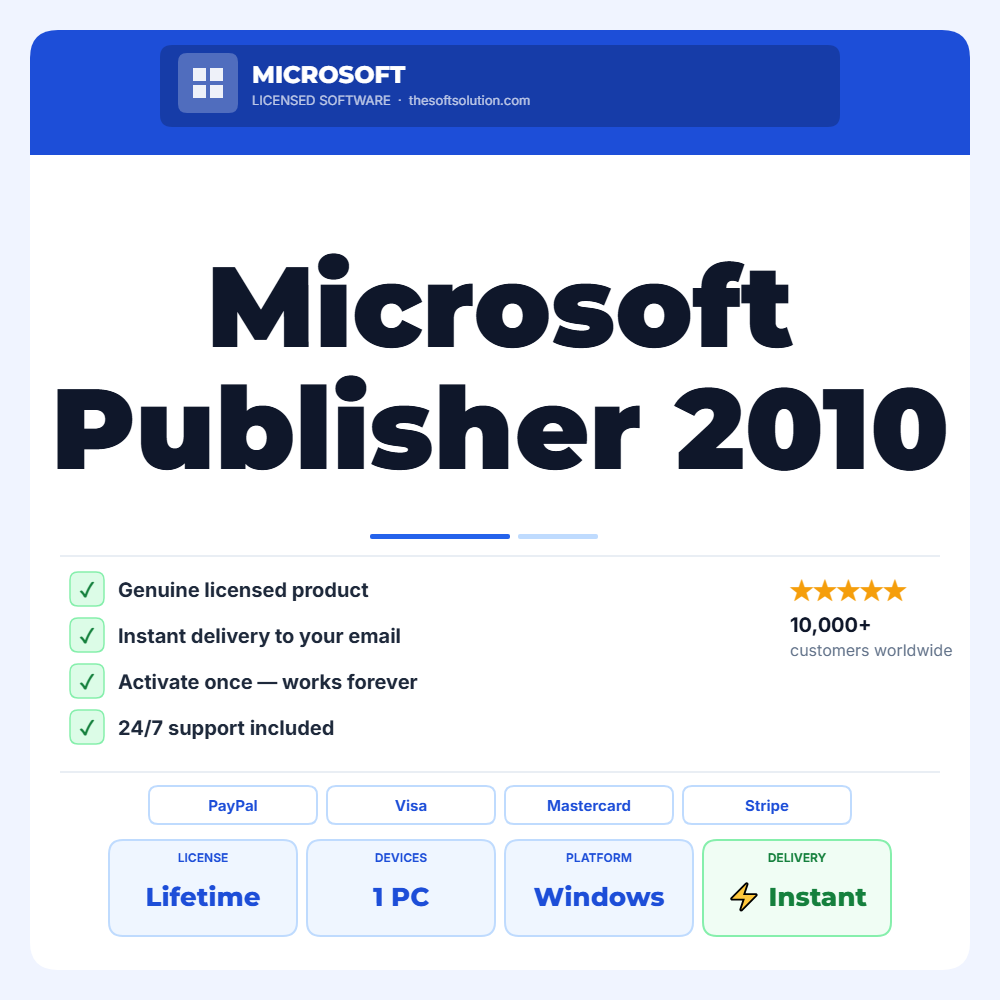 Buy Microsoft Publisher 2010 – Windows – Genuine License | The Soft Solution