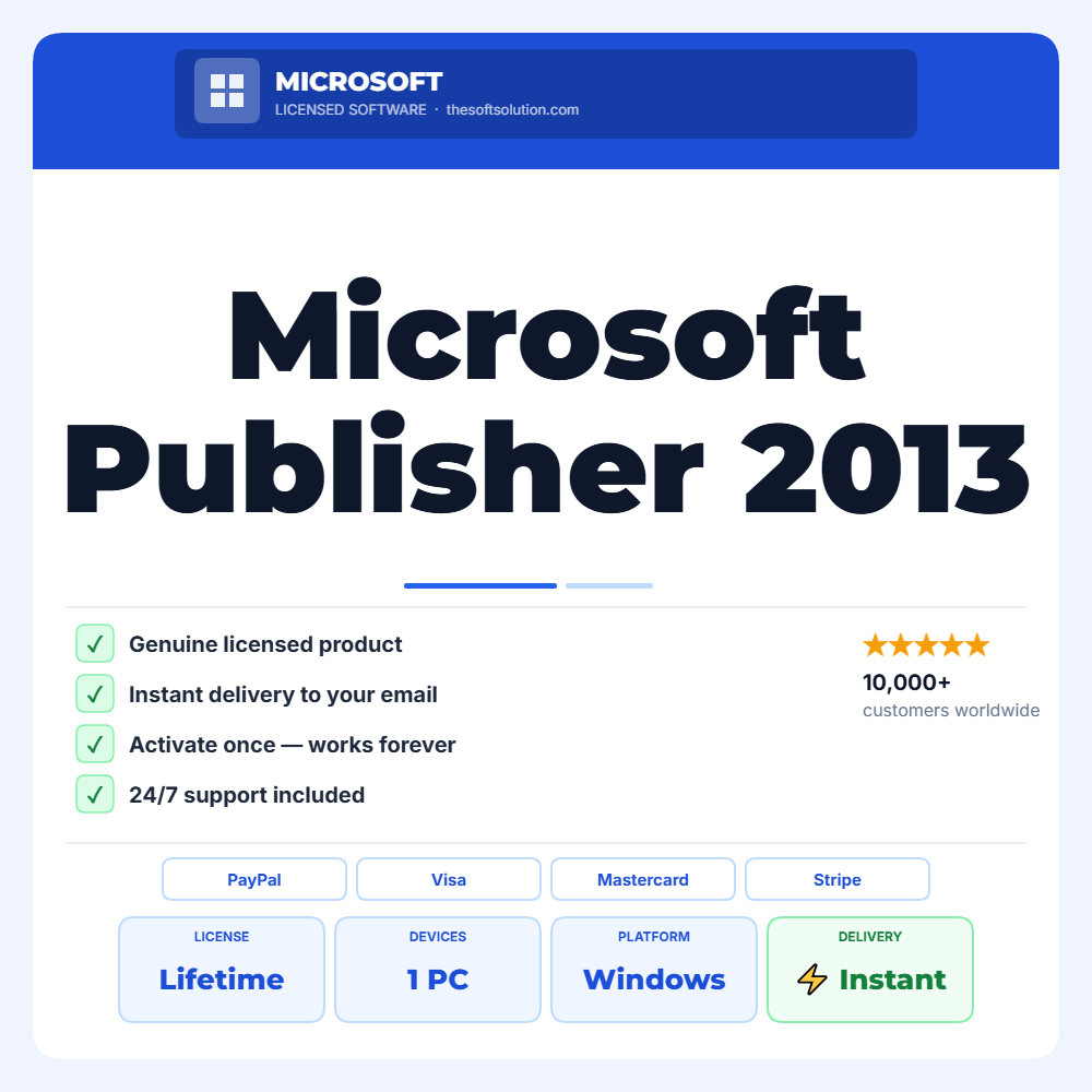 Buy Microsoft Publisher 2013 – Windows – Genuine License | The Soft Solution