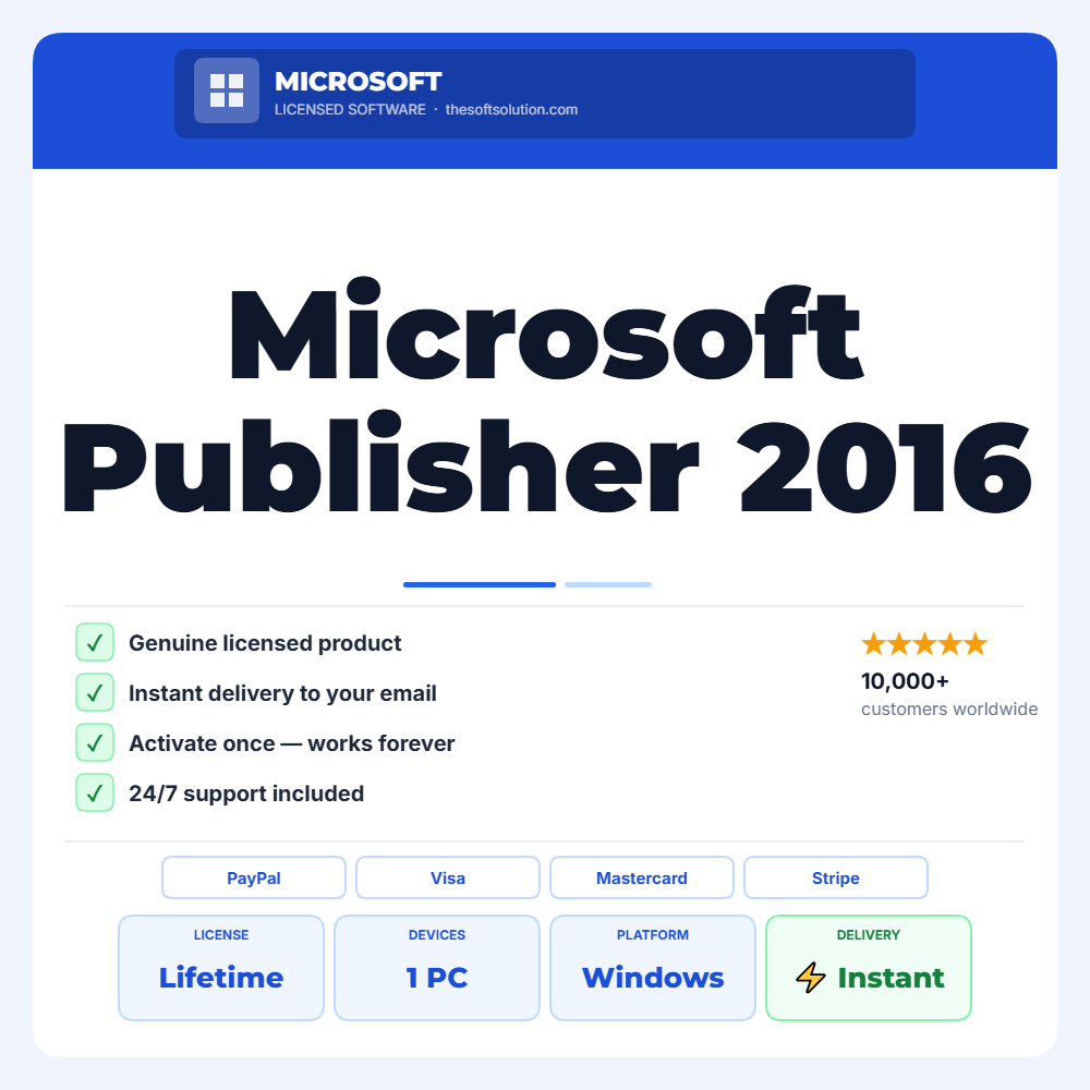 Buy Microsoft Publisher 2016 – Genuine License | The Soft Solution