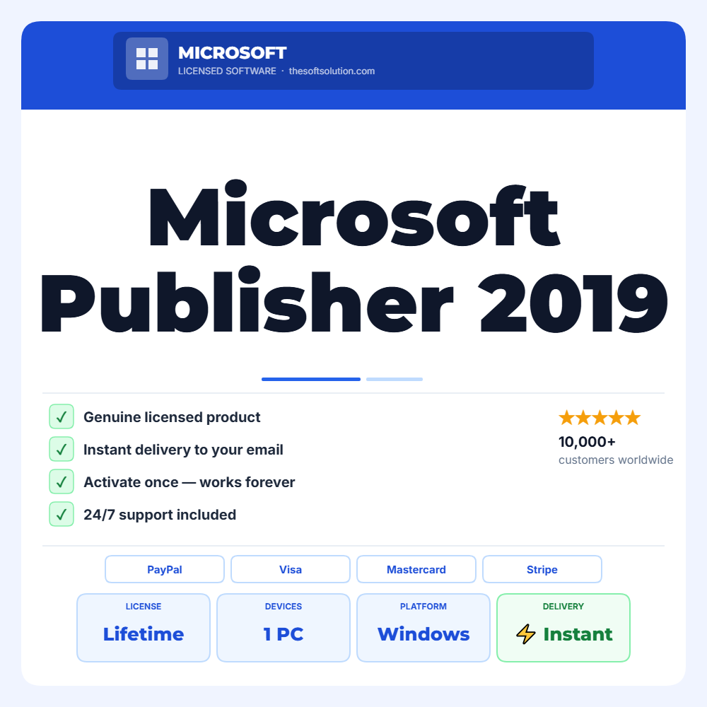 Buy Microsoft Publisher 2019 – Genuine License | The Soft Solution
