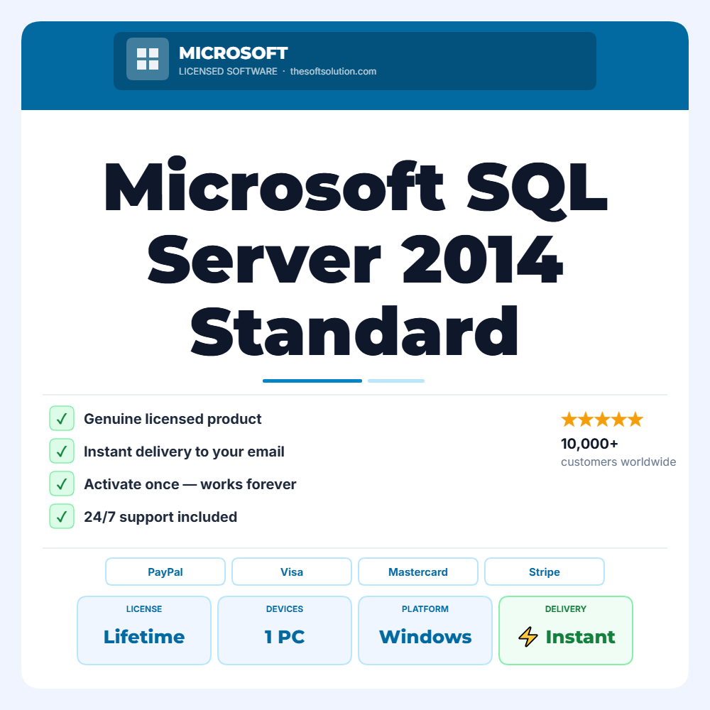 Buy Microsoft SQL Server 2014 Standard – Genuine License | The Soft Solution