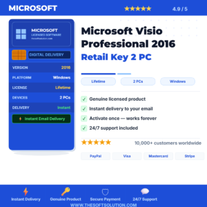 Buy Microsoft Visio Professional 2016 Retail Key 2 PC – Genuine License | The Soft Solution