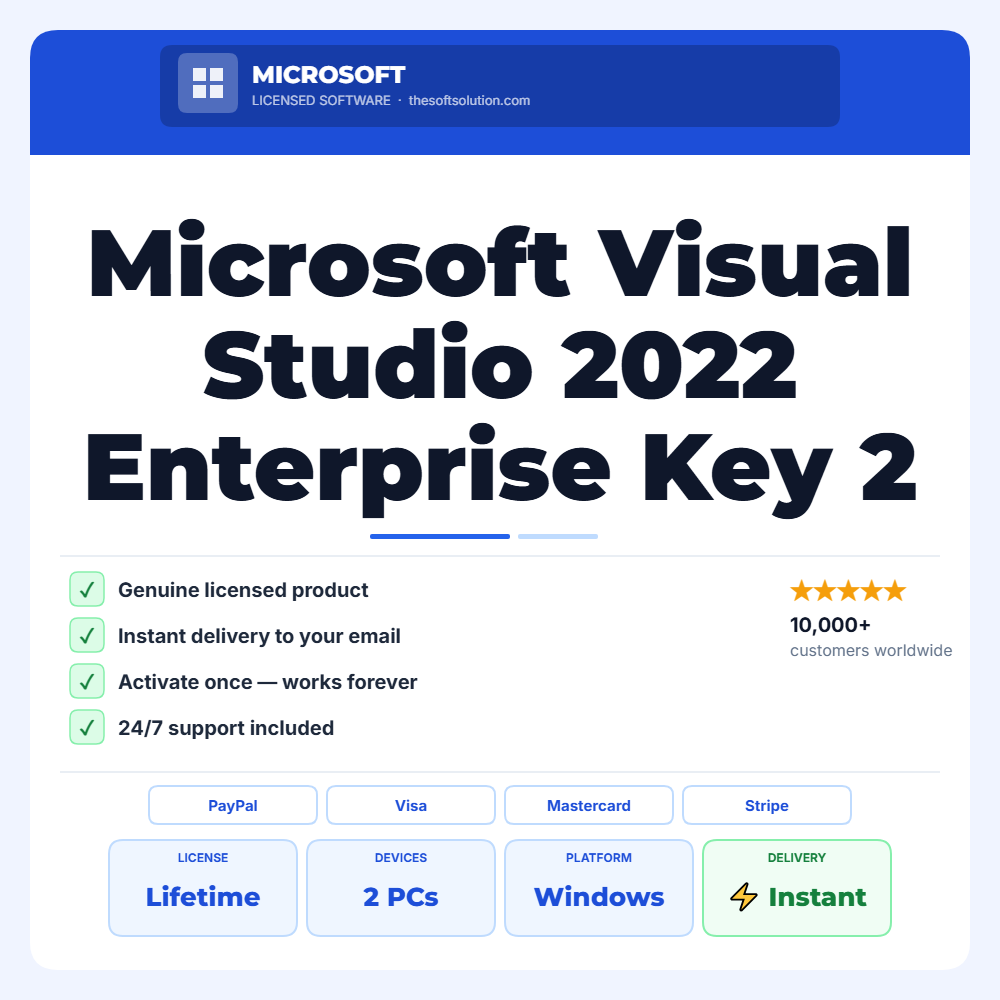 Buy Microsoft Visual Studio 2022 Enterprise Key 2 PC Lifetime – Genuine License | The Soft Solution