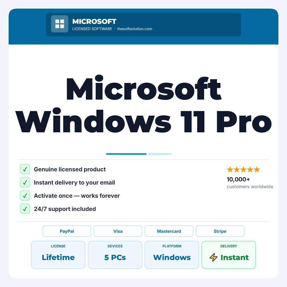 Buy Microsoft Windows 11 Pro 5 PCs – Genuine License | The Soft Solution