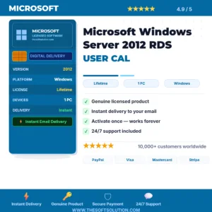 Buy Microsoft Windows Server 2012 RDS USER CAL – Genuine License | The Soft Solution