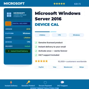 Buy Microsoft Windows Server 2016 DEVICE CAL – Genuine CAL License Key – TheSoftSolution