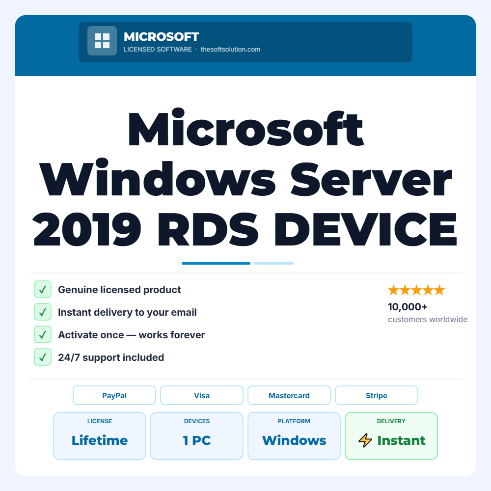 Buy Microsoft Windows Server 2019 RDS DEVICE CAL – Genuine License | The Soft Solution