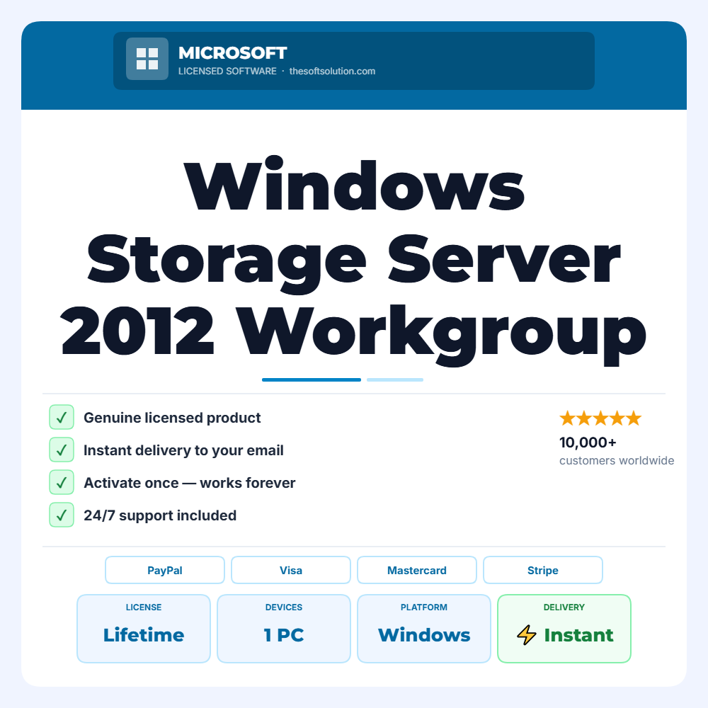 Buy Windows Storage Server 2012 Workgroup | Full Version License – Genuine License | The Soft Solution