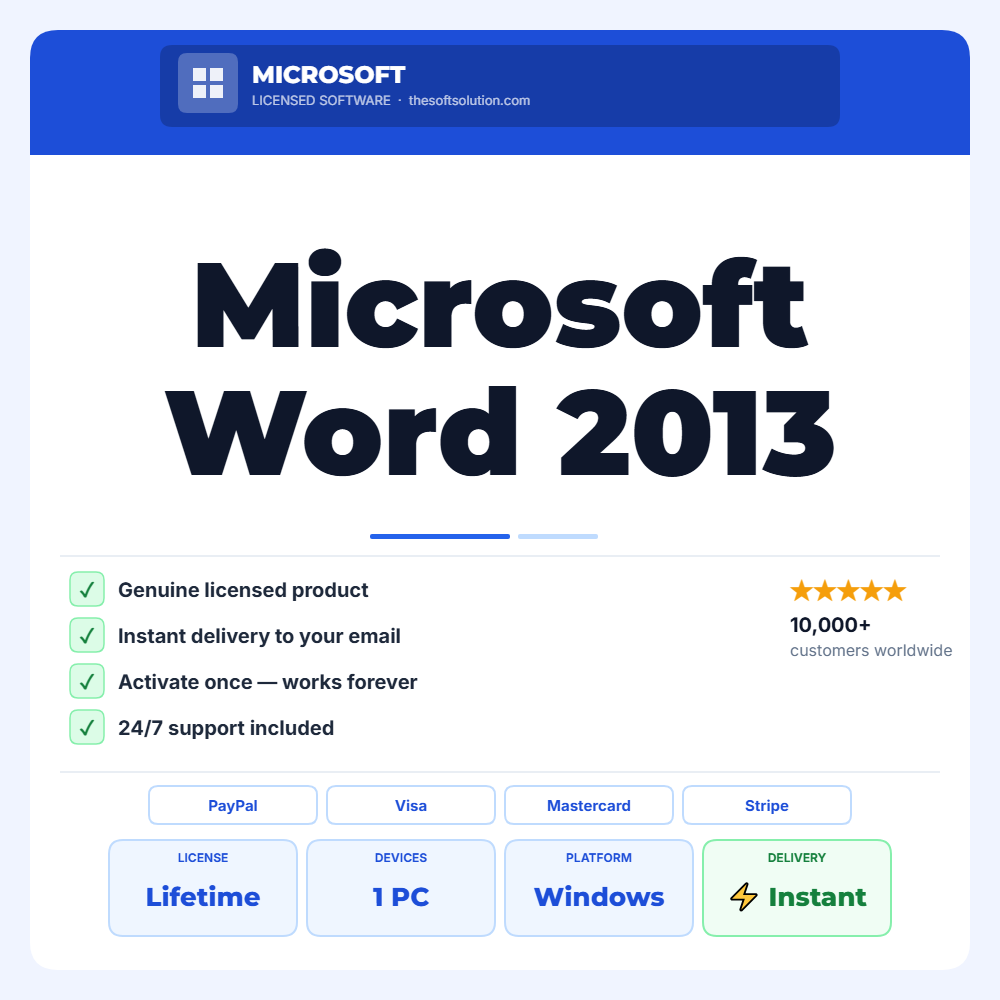 Buy Microsoft Word 2013 Windows – Genuine License Key – TheSoftSolution