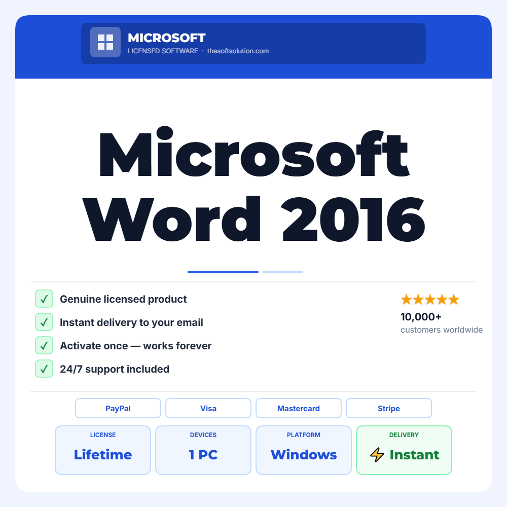 Buy Microsoft Word 2016 – Windows – Genuine License | The Soft Solution