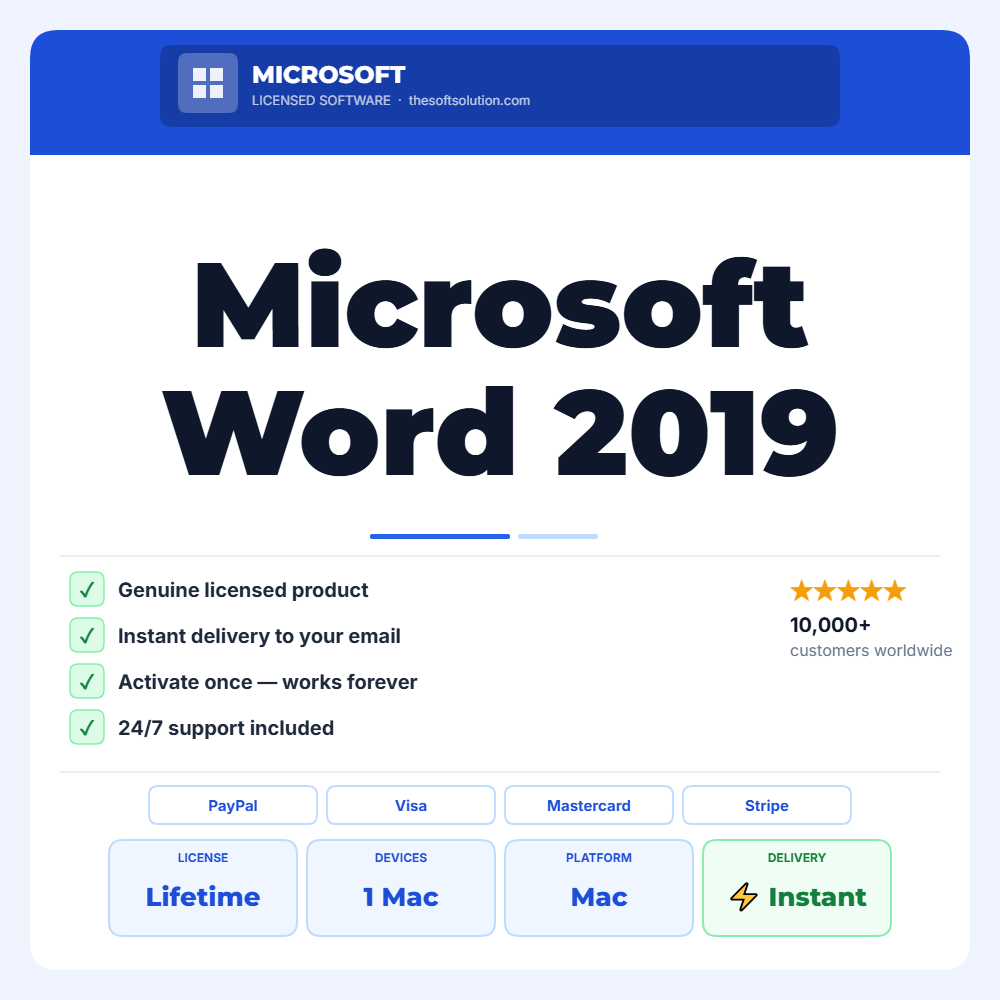 Buy Microsoft Word 2019 – Mac – Genuine License | The Soft Solution