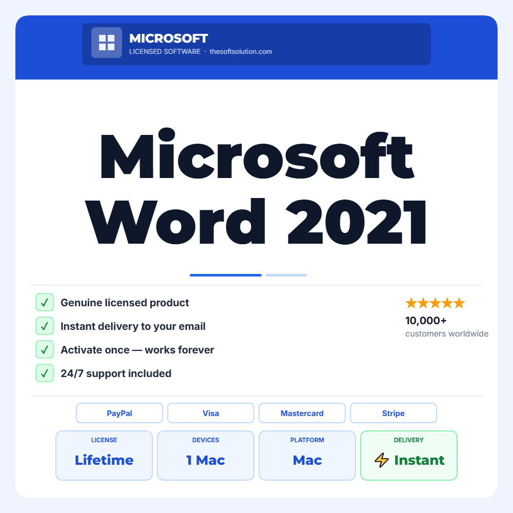 Buy Microsoft Word 2021 – Mac – Genuine License | The Soft Solution