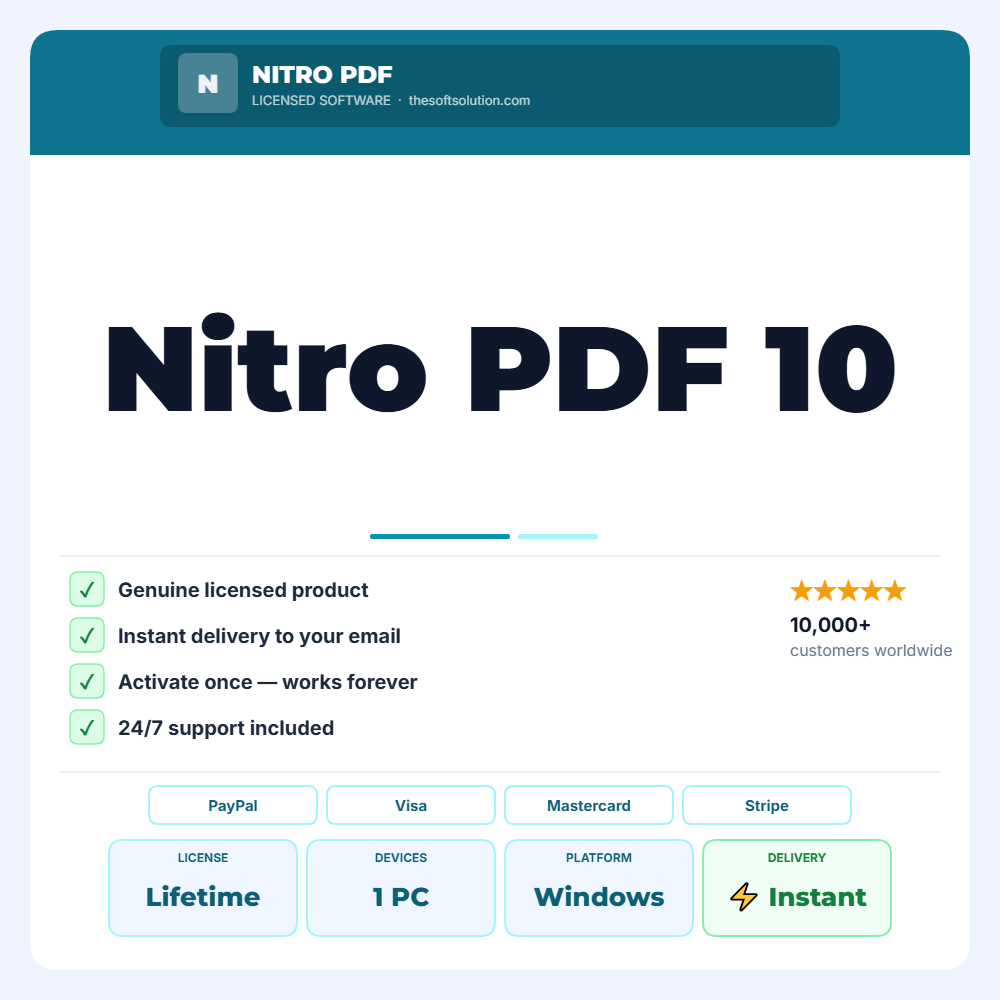 Buy Nitro PDF 10 – Lifetime License | Professional PDF Editor & Converter for Windows – Genuine License | The Soft Solution