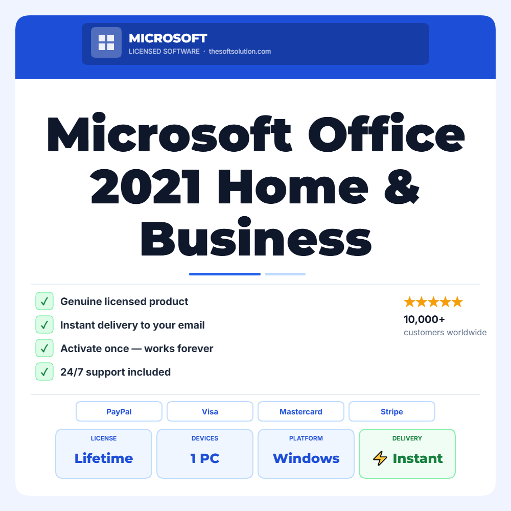 Buy Microsoft Office 2021 Home & Business – Genuine License | The Soft Solution