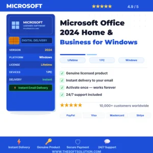 Buy Microsoft Office 2024 Home & Business for Windows – Genuine License Key – TheSoftSolution