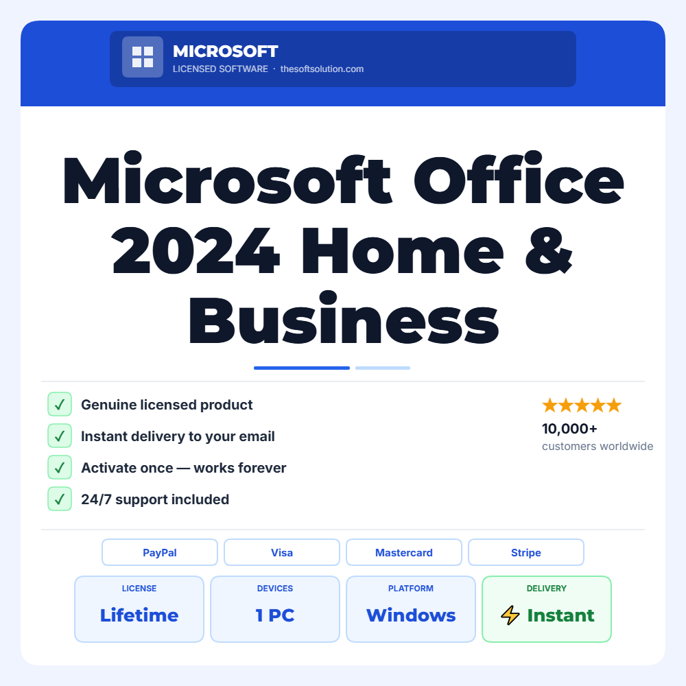 Buy Microsoft Office 2024 Home & Business for Windows – Genuine License | The Soft Solution