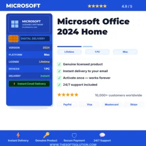 Buy Microsoft Office 2024 Home (Bind) for Mac & PC – Lifetime License Instant Digital Delivery – Genuine License | The Soft S