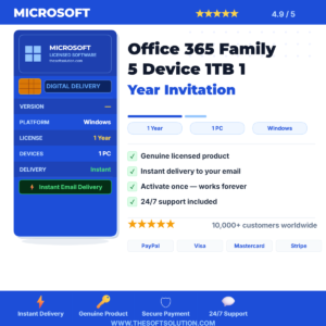 Buy Office 365 Family 5 Device 1TB 1 Year Invitation – Genuine Invitation Link – TheSoftSolution