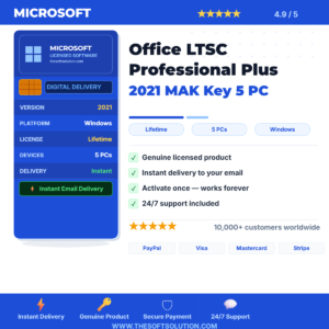 Buy Office LTSC Professional Plus 2021 MAK Key 5 PC – Genuine License | The Soft Solution