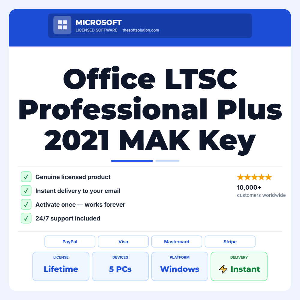 Buy Office LTSC Professional Plus 2021 MAK Key 5 PC – Genuine License | The Soft Solution