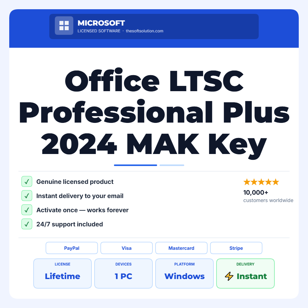 Buy Office LTSC Professional Plus 2024 MAK Key 50 PC – Genuine License | The Soft Solution