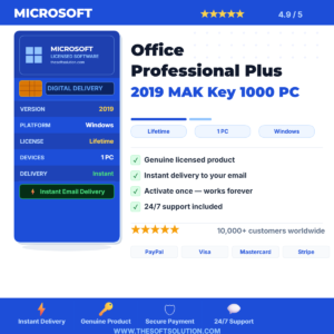 Buy Office Professional Plus 2019 MAK Key 1000 PC – Genuine License | The Soft Solution