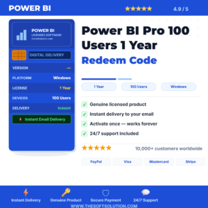 Buy Power BI Pro 100 Users 1 Year Redeem Code – Genuine Redeem Code – TheSoftSolution