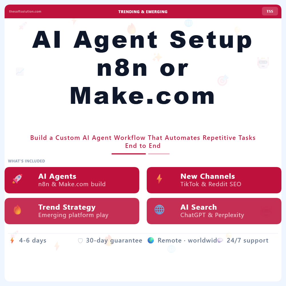 AI AGENT SETUP N8N OR MAKE.COM 1 AI AGENT SETUP N8N OR MAKE.COM – PROFESSIONAL DIGITAL SERVICE | THE SOFT SOLUTION