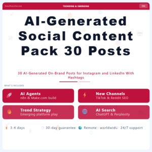 AI-Generated Social Content Pack 30 Posts – Professional Digital Service | The Soft Solution