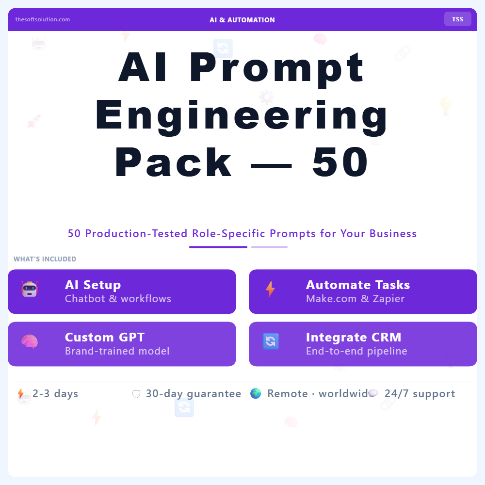 AI PROMPT ENGINEERING PACK — 50 PROMPTS 1 AI PROMPT ENGINEERING PACK — 50 PROMPTS – PROFESSIONAL DIGITAL SERVICE | THE SOFT SOLUTION