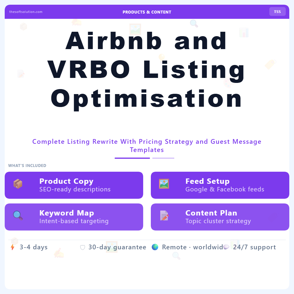 Airbnb and VRBO Listing Optimisation – Professional Digital Service | The Soft Solution
