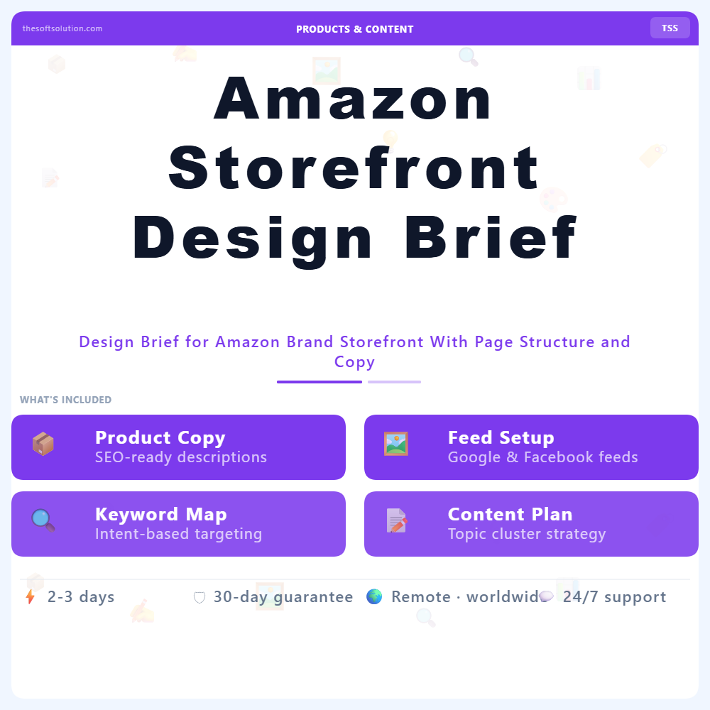 Amazon Storefront Design Brief – Professional Digital Service | The Soft Solution