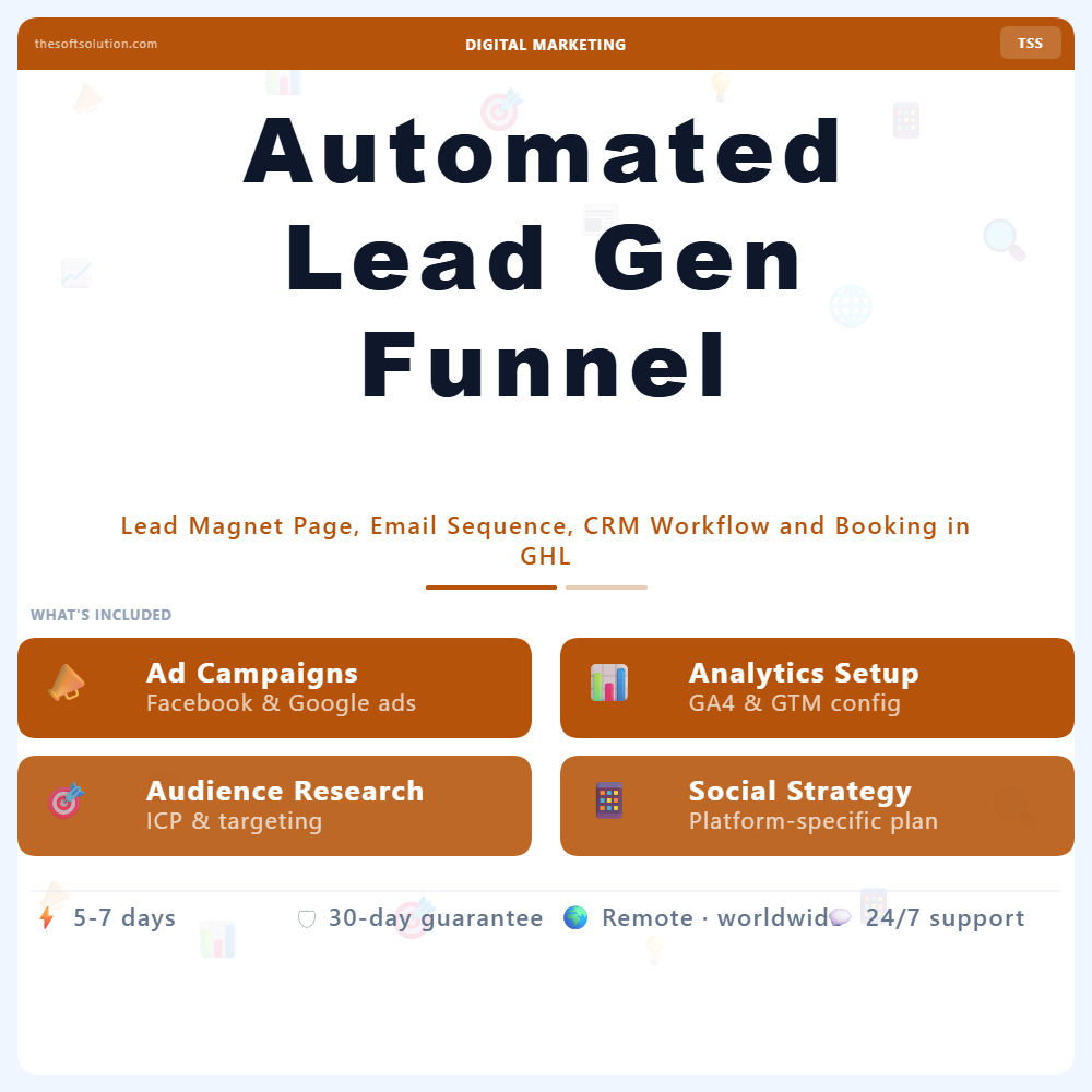 Automated Lead Gen Funnel GoHighLevel – Professional Digital Service | The Soft Solution