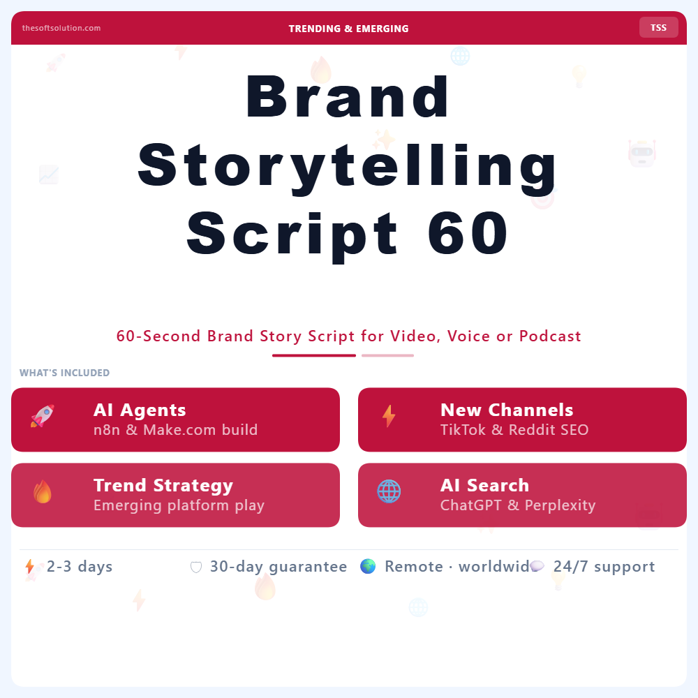 Brand Storytelling Script 60 Seconds – Professional Digital Service | The Soft Solution