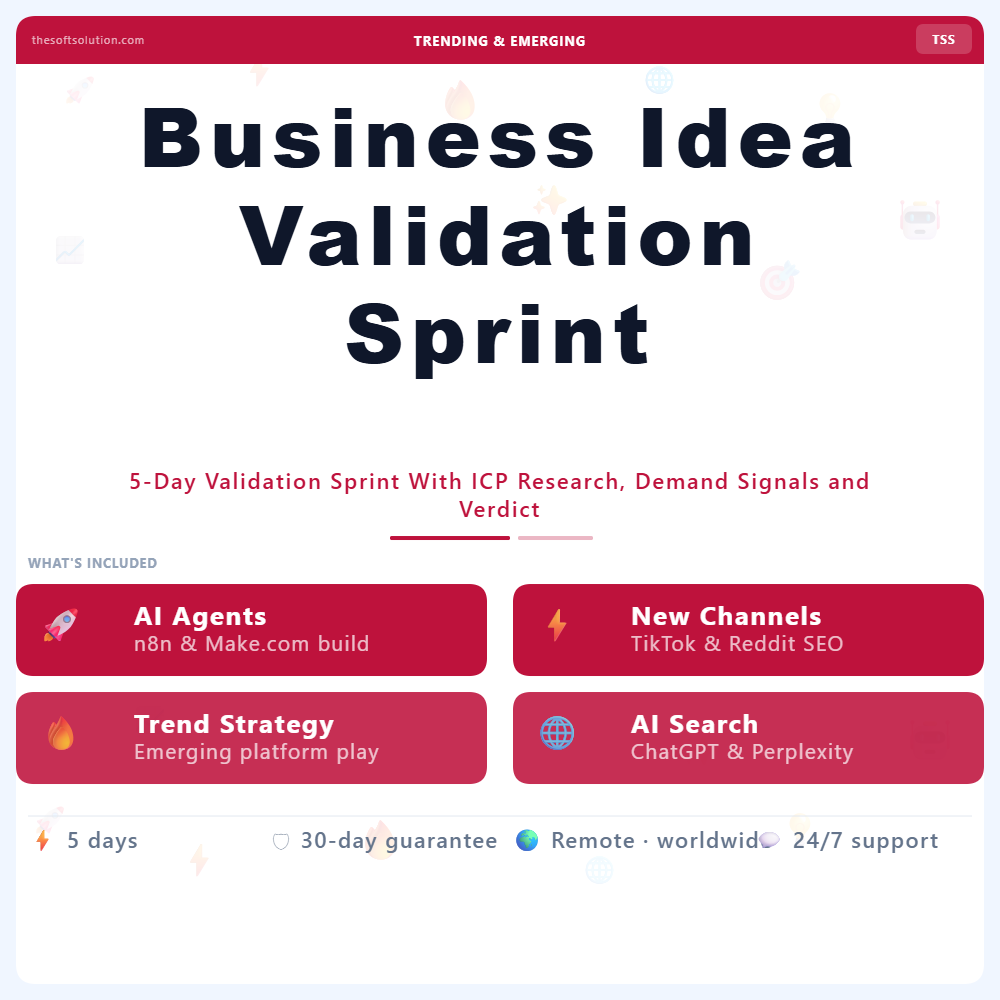 BUSINESS IDEA VALIDATION SPRINT 1 BUSINESS IDEA VALIDATION SPRINT – PROFESSIONAL DIGITAL SERVICE | THE SOFT SOLUTION