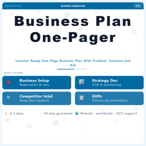 Business Plan One-Pager – Professional Digital Service | The Soft Solution