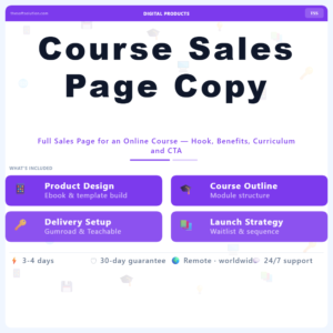 Course Sales Page Copy – Professional Digital Service | The Soft Solution