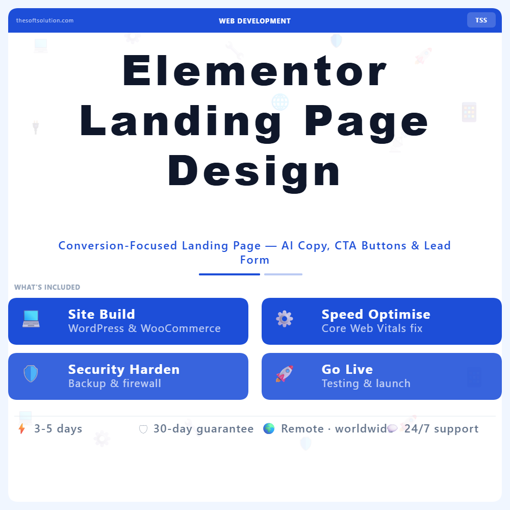 Elementor Landing Page Design – Professional Digital Service | The Soft Solution