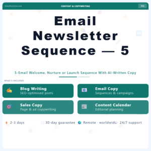 Email Newsletter Sequence — 5 Emails – Professional Digital Service | The Soft Solution