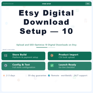 Etsy Digital Download Setup — 10 Products – Professional Digital Service | The Soft Solution