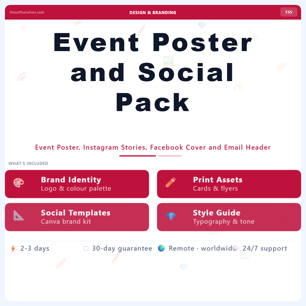 EVENT POSTER AND SOCIAL PACK 1 EVENT POSTER AND SOCIAL PACK – PROFESSIONAL DIGITAL SERVICE | THE SOFT SOLUTION