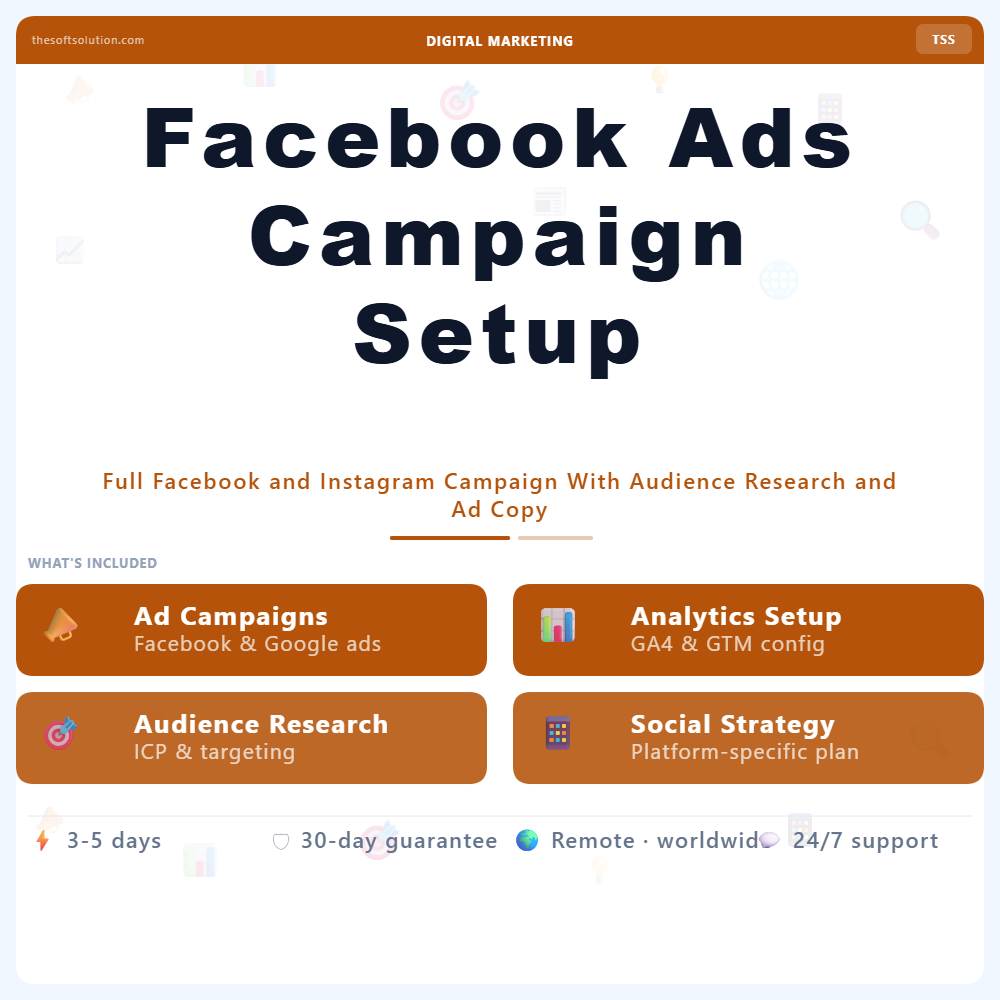 Facebook Ads Campaign Setup – Professional Digital Service | The Soft Solution