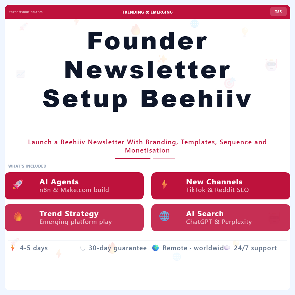 FOUNDER NEWSLETTER SETUP BEEHIIV 1 FOUNDER NEWSLETTER SETUP BEEHIIV – PROFESSIONAL DIGITAL SERVICE | THE SOFT SOLUTION