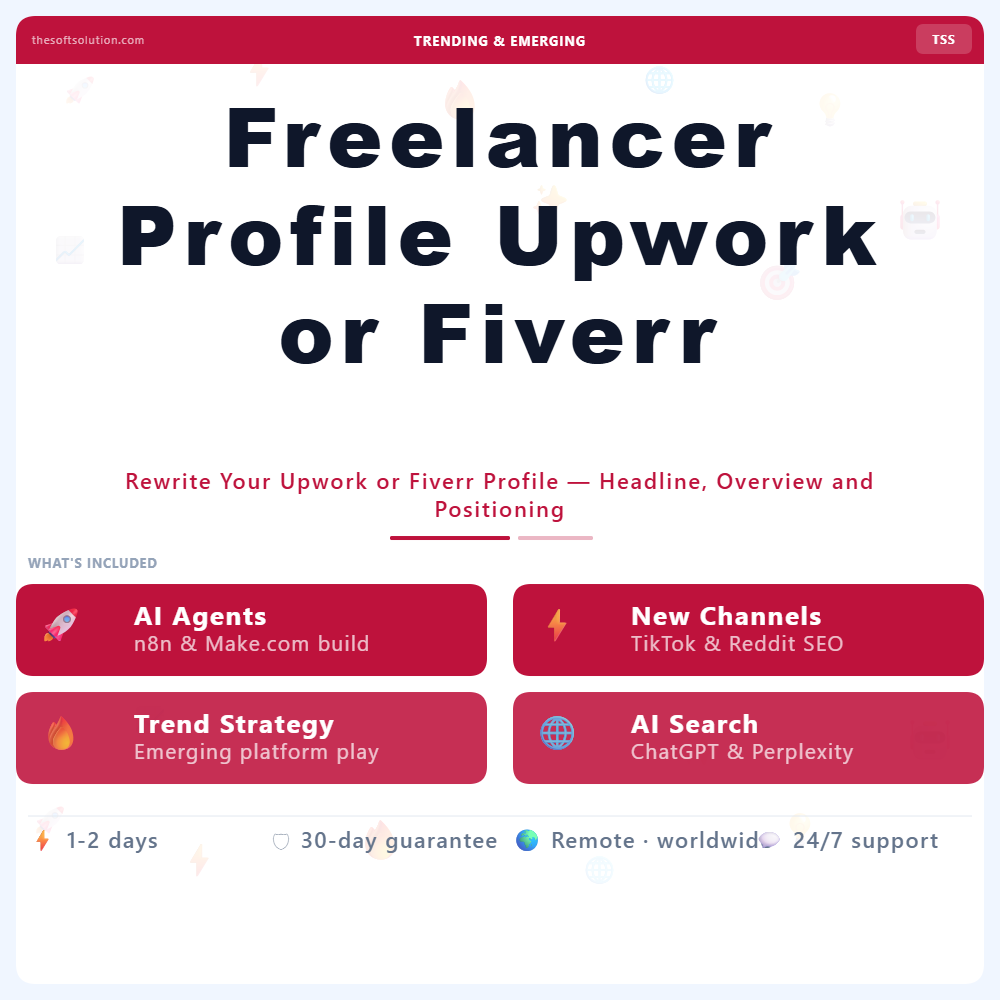 Freelancer Profile Upwork or Fiverr – Professional Digital Service | The Soft Solution