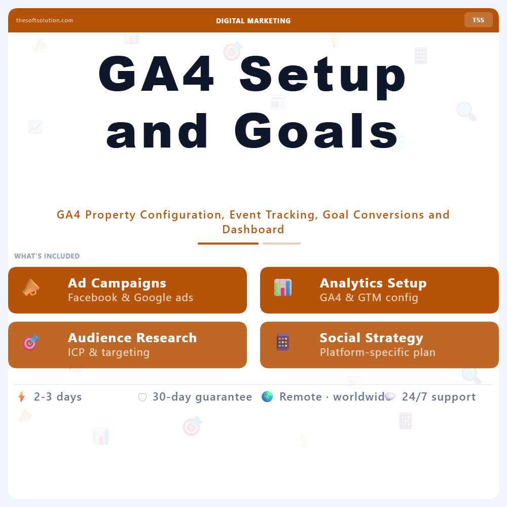 GA4 SETUP AND GOALS 1 GA4 SETUP AND GOALS – PROFESSIONAL DIGITAL SERVICE | THE SOFT SOLUTION